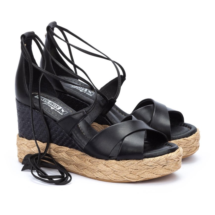 Women's Pikolinos RONDA Wedge Sandals Black | NZ K389A57